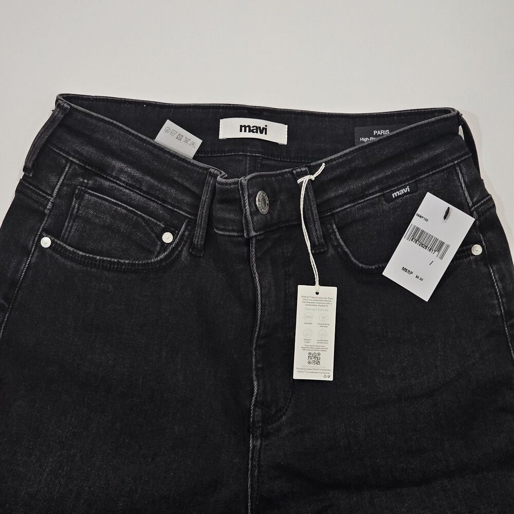 Mavi Paris High Rise Skinny Jeans Women 27 Black Stretch New With Tags - Picture 3 of 8
